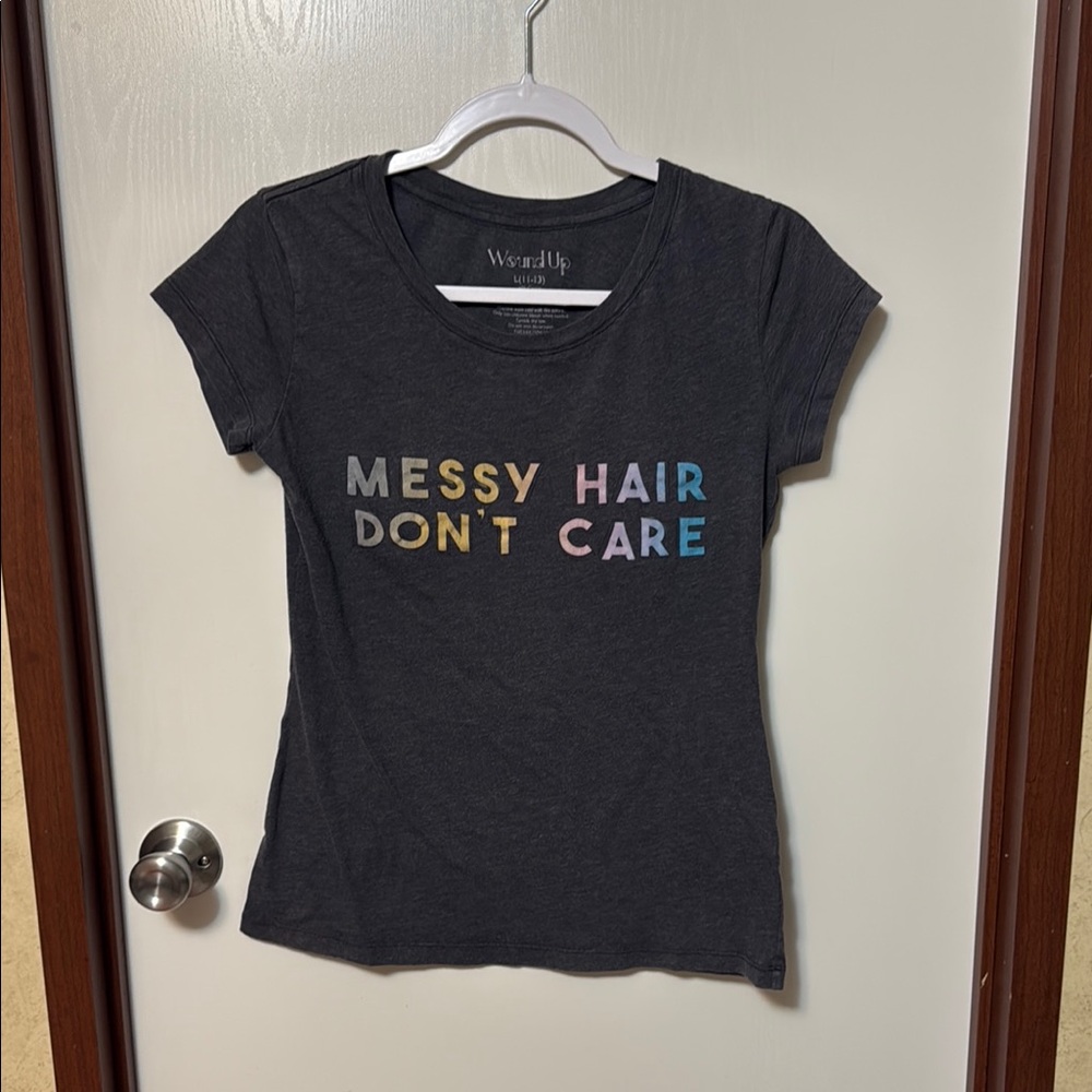 Wound Up Graphic Tee with Colorful Text Size L (11-13)
